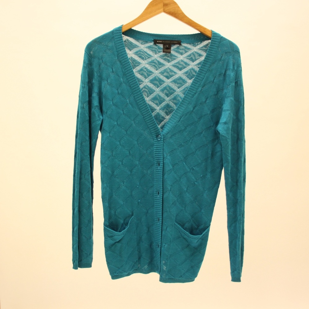 Marc By Marc Jacobs silk turquoise cardigan